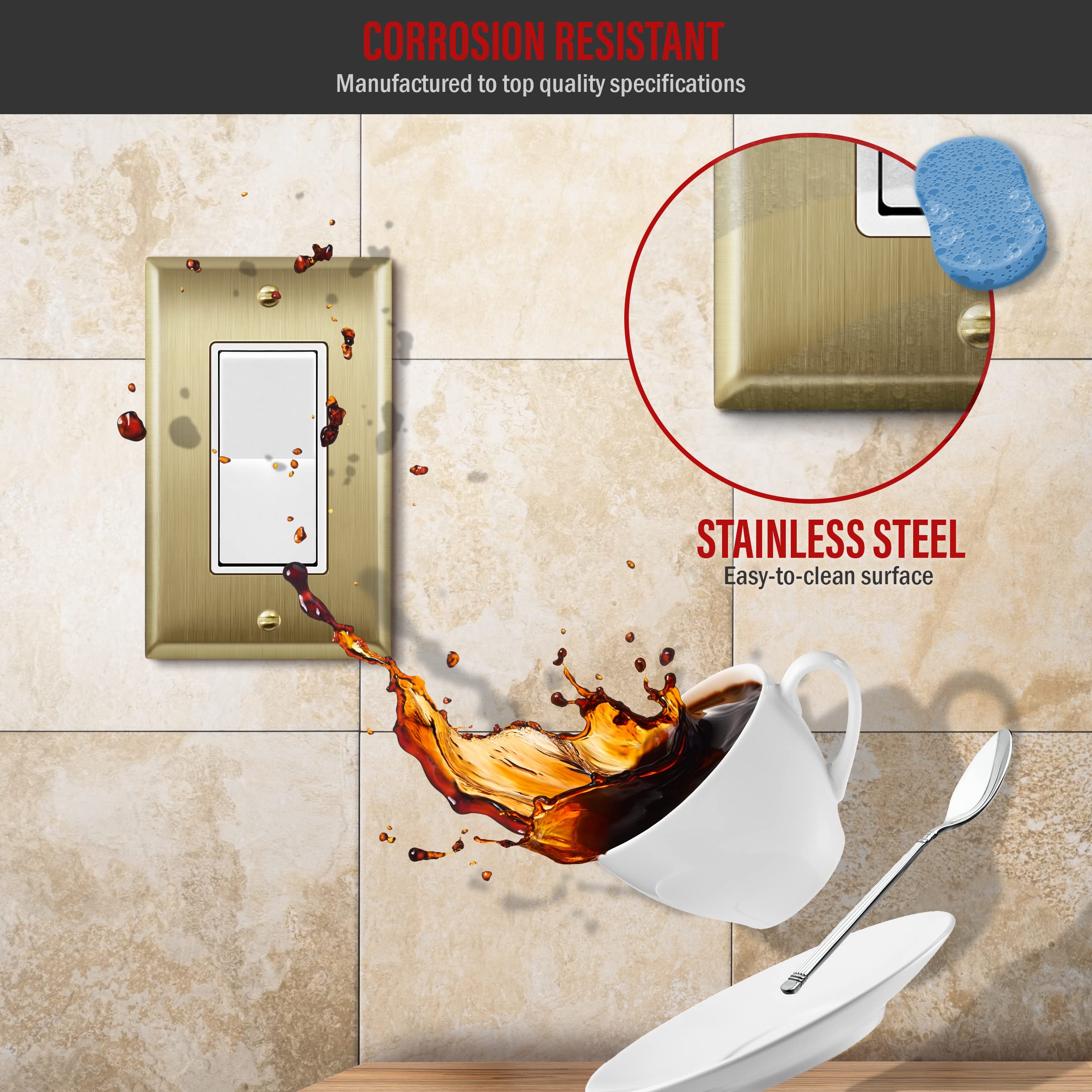 ENERLITES Placa De Pared De Metal En Blanco, Acero Inoxidable 201