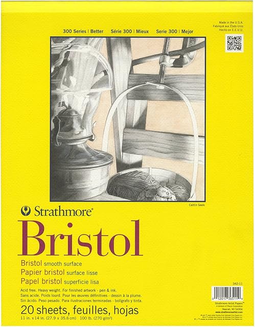 Pro-Art Strathmore Bristol Smooth Paper Pad 11 x 14-inch, 20 Sheets