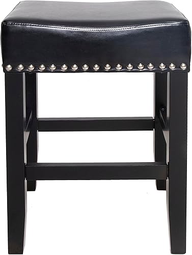 Miniatura 5 de Christopher Knight Home Laramie - Taburetes de cuero regenerado sin espalda, juego de 2 piezas, color negro