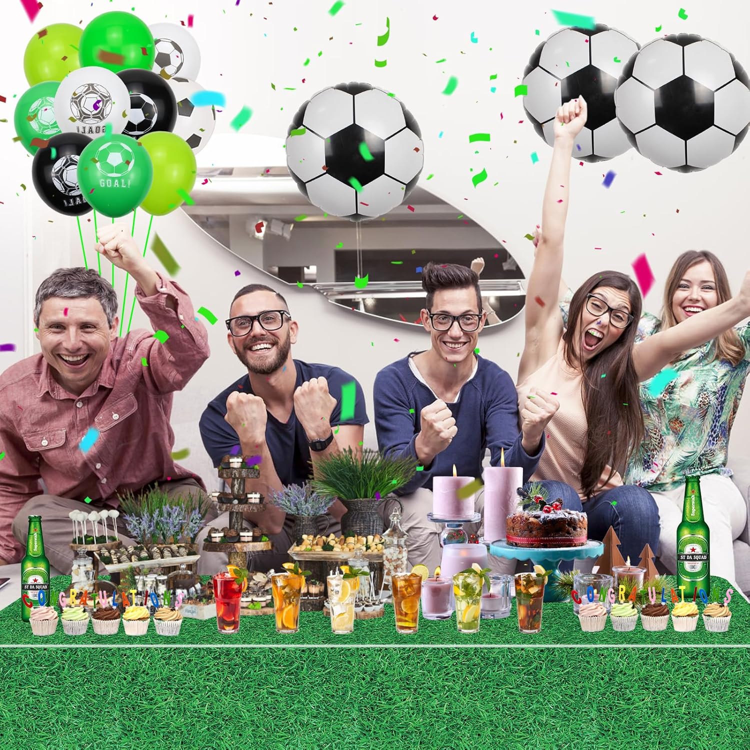 2 Pack Green Grass Tablecloths, 87x51'' Grass Pattern Plastic Disposable Table Cover Football Field Soccer Field Table Cloth for Sports Theme Parties Supplies Golf Soccer Football Event Decorations