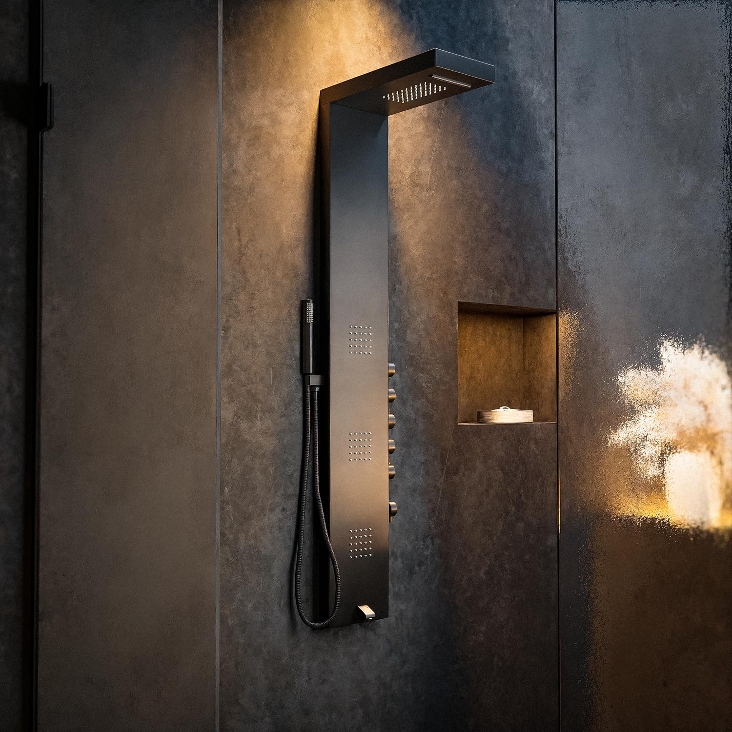 LEDMyplace 55 inch Matte Black 3-Jet Shower Panel System with