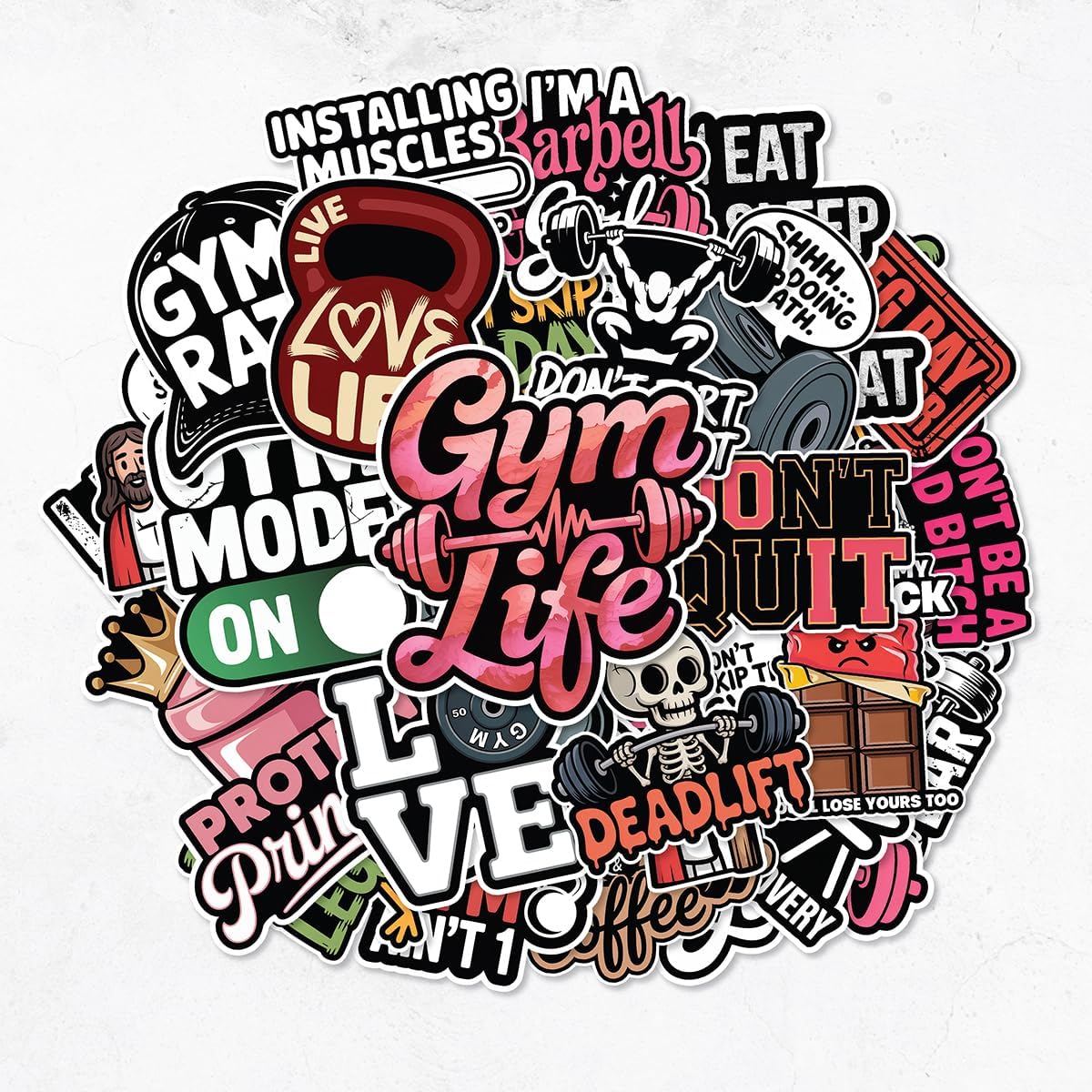 32 PCS Gym Stickers Fitness Planner Sticker, Workout Decals for Laptops, Hydro Flasks, Water Bottles, Luggage