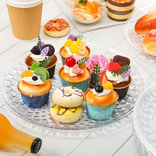 Miniatura 4 de Fumete 10 platos redondos de plástico transparente de 10 pulgadas, platos de flan de cristal acrílico para fiestas, alimentos, pasteles, galletas,