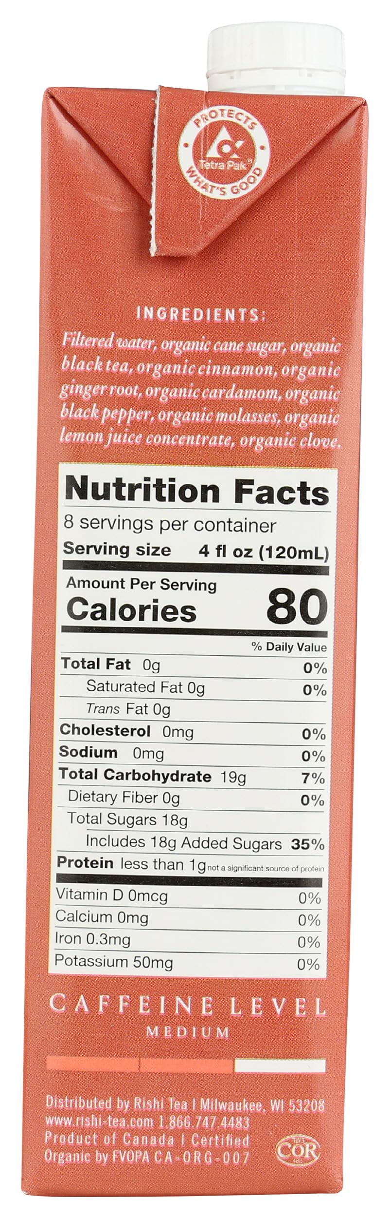 Rishi Tea Masala Chai Concentrate Beverage, Caffeinated, Kosher, 32 Fluid Ounces (Pack Of 12)