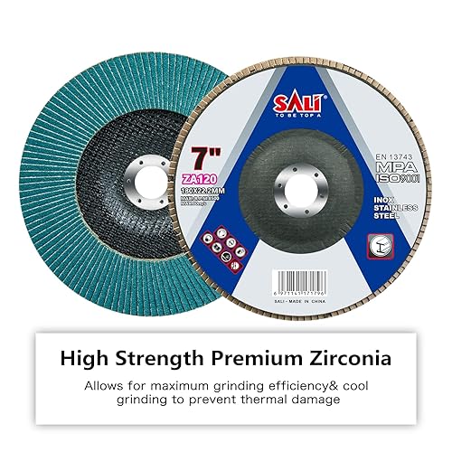 Miniatura 7 de Sali Paquete de 10 discos de solapa de circonio, grano 40, disco de lijado de 4.5 x 78 pulgadas, tipo bisel #29, amoladora angular de grado premium