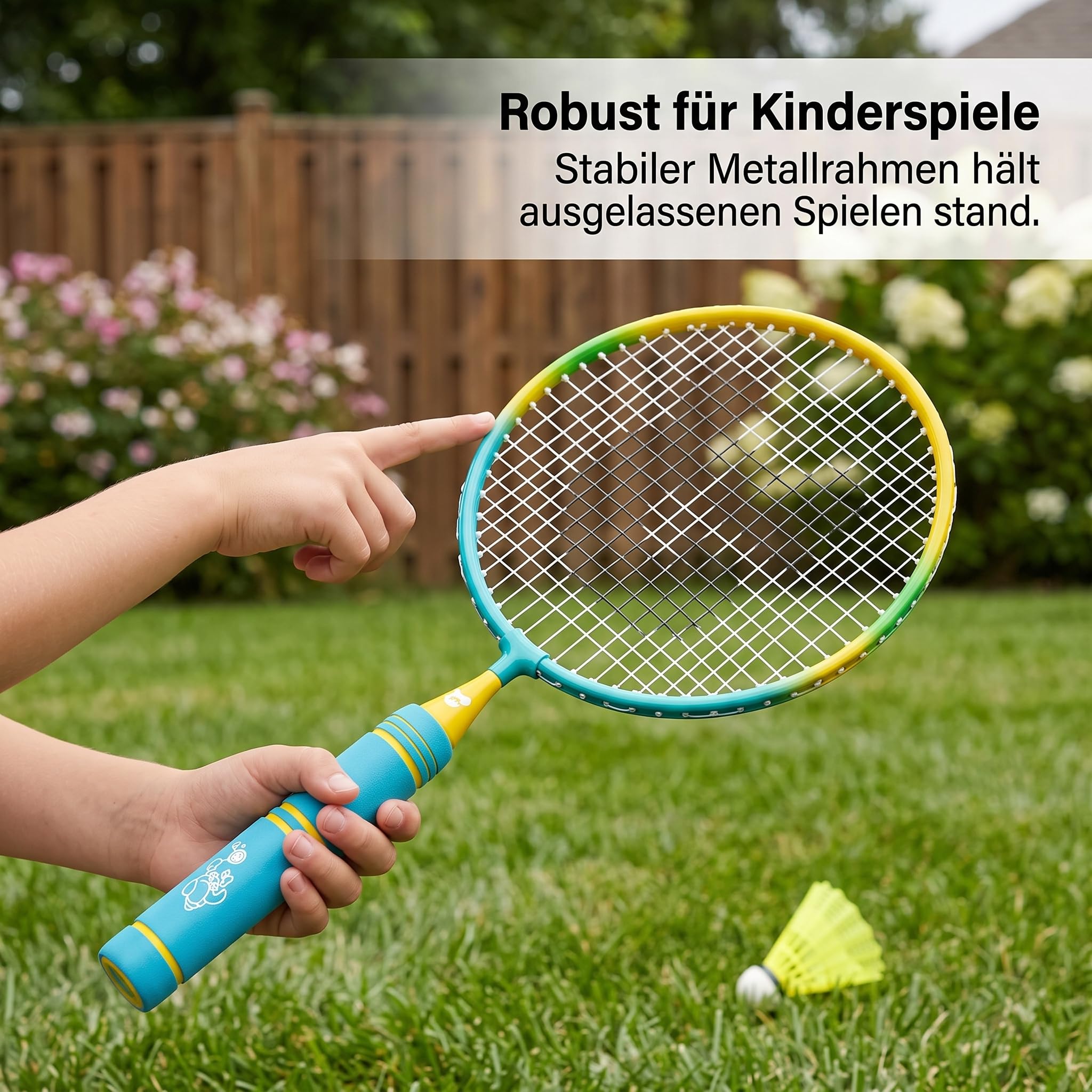 Badminton Schläger Set für 3-12 Jahre – 2 Federballschläger aus Metall für Anfänger