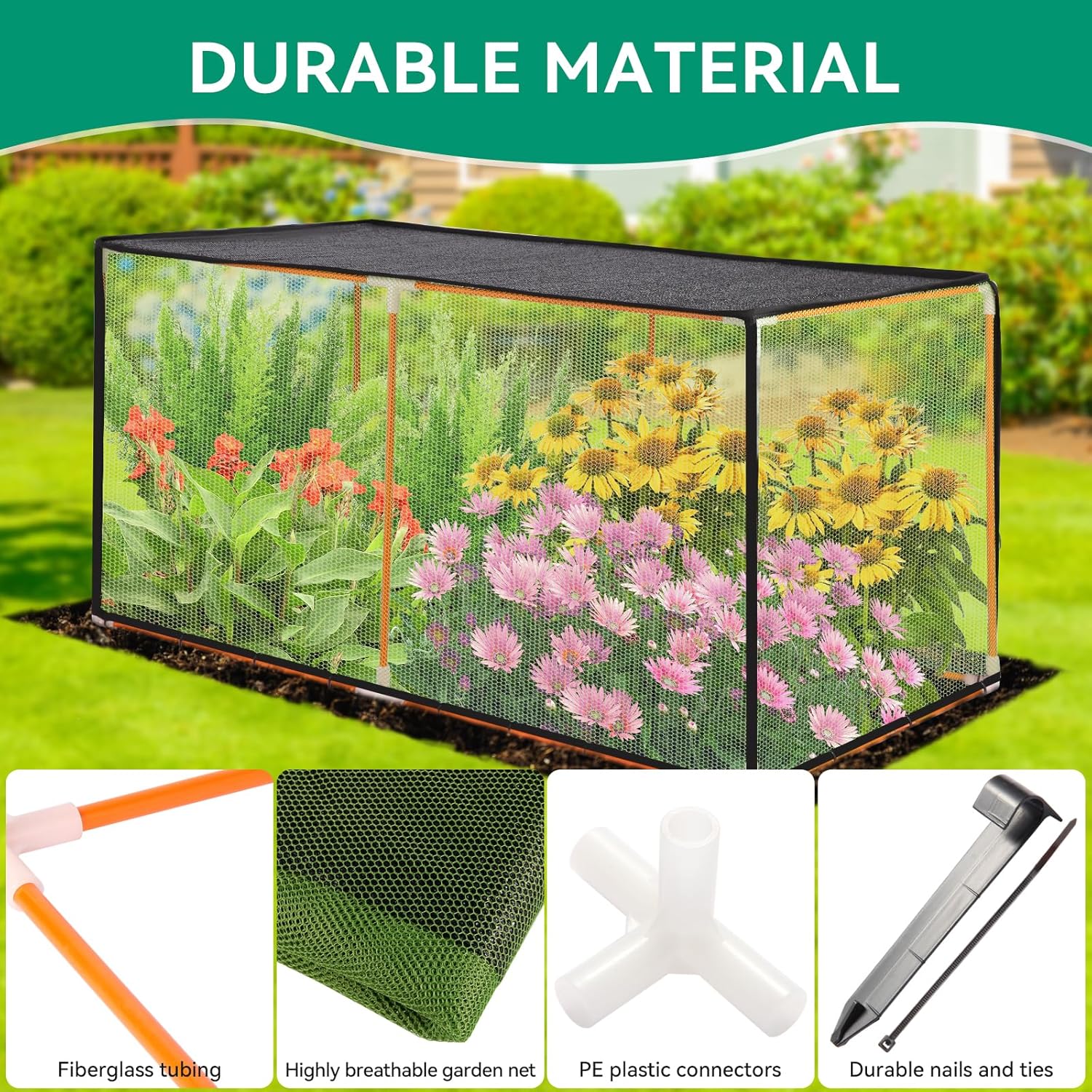 EJW Summer Outdoor Plant Shades, Garden Bed Cover Protectors for Protecting Fruits, Vegetables, Flowers and Herbs from Squirrels, Birds and pests（47.2 * 23.6 * 23.6inch）