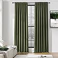 RYB HOME Room Darkening Curtains 108 inches Length 2 Panels Set, Privacy Assured Blackout Window Covers Thermal Insulated Rod Pocket Drapes for Living Room, 52 x 108 inch, Dark Green