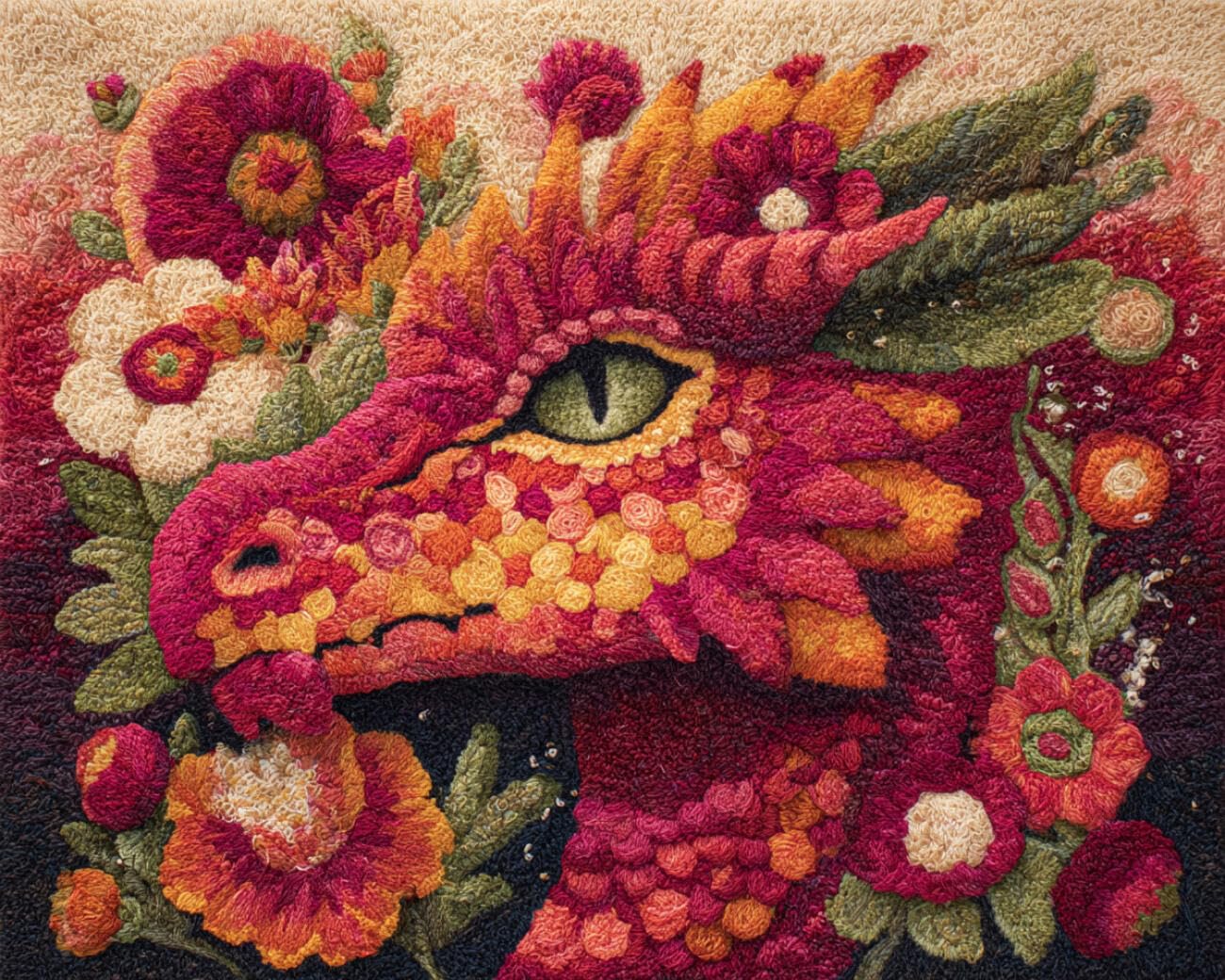 AMBATTERY Carpet Latch Hook Kit Colorful Dragon 90x120cm