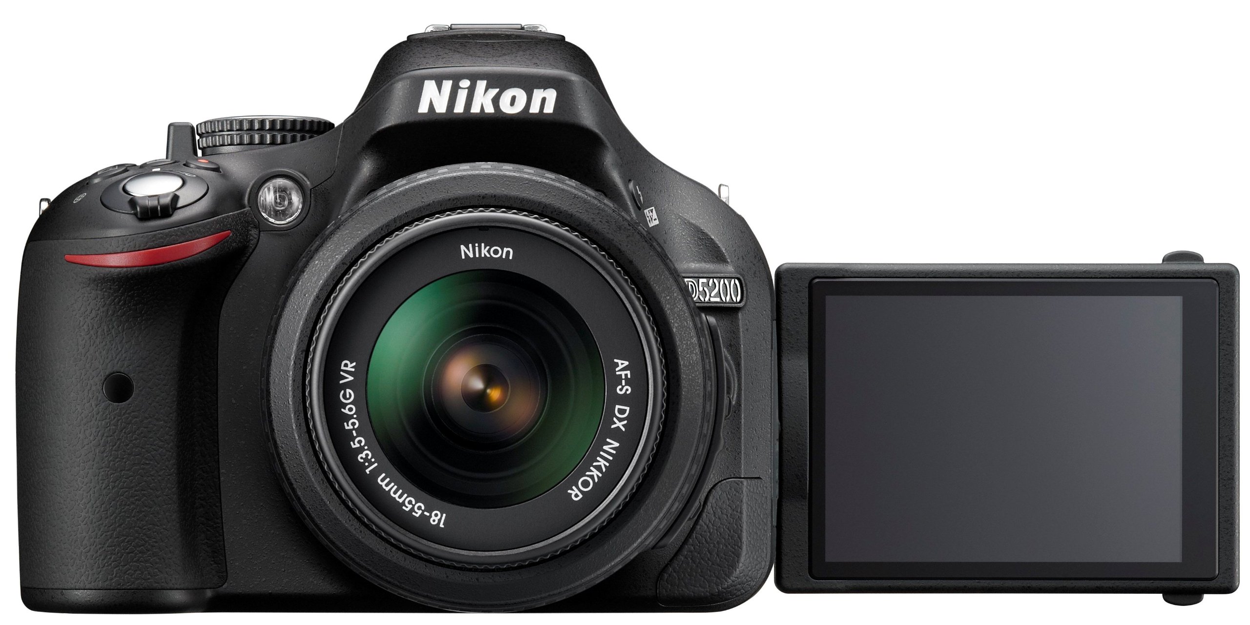 Nikon D5200 SLR-Digitalkamera 24,1 Megapixel 7,6 cm TFT-Display Full HD HDMI Kit AF-S DX 18-55 mm II Objektiv schwarz