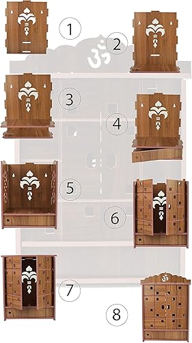 Miniatura 5 de DRIXTY Hermoso templo de madera hecho a mano, templo del hogar, Puja Mandir, para colgar en la pared y mesa, templo de mandir, decoración del hogar,