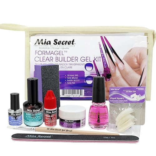 Mia Secret Formagel Builder Gel Kit CONTIENE preparación de uñas, recubrimientos superiores, gel constructor, limas de uñas (kit transparente)