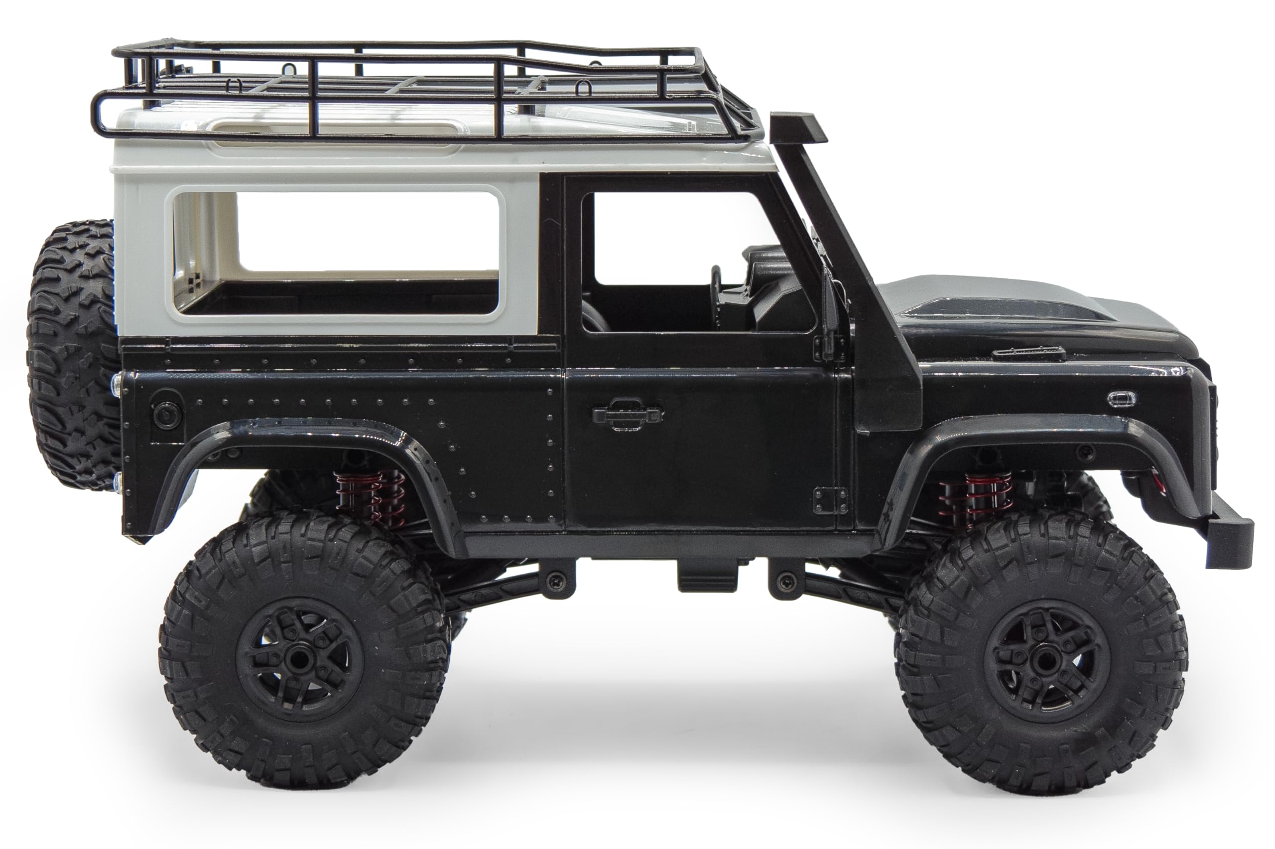 RC Land Rover Adventure 1/12 RTR 4WD | Geländewagen Modellauto | 2,4 GHz Fernsteuerung | LED Beleuchtung | Allradantrieb | Offroad Crawler | Proportionale Steuerung | Li-Ion Akku (Schwarz)