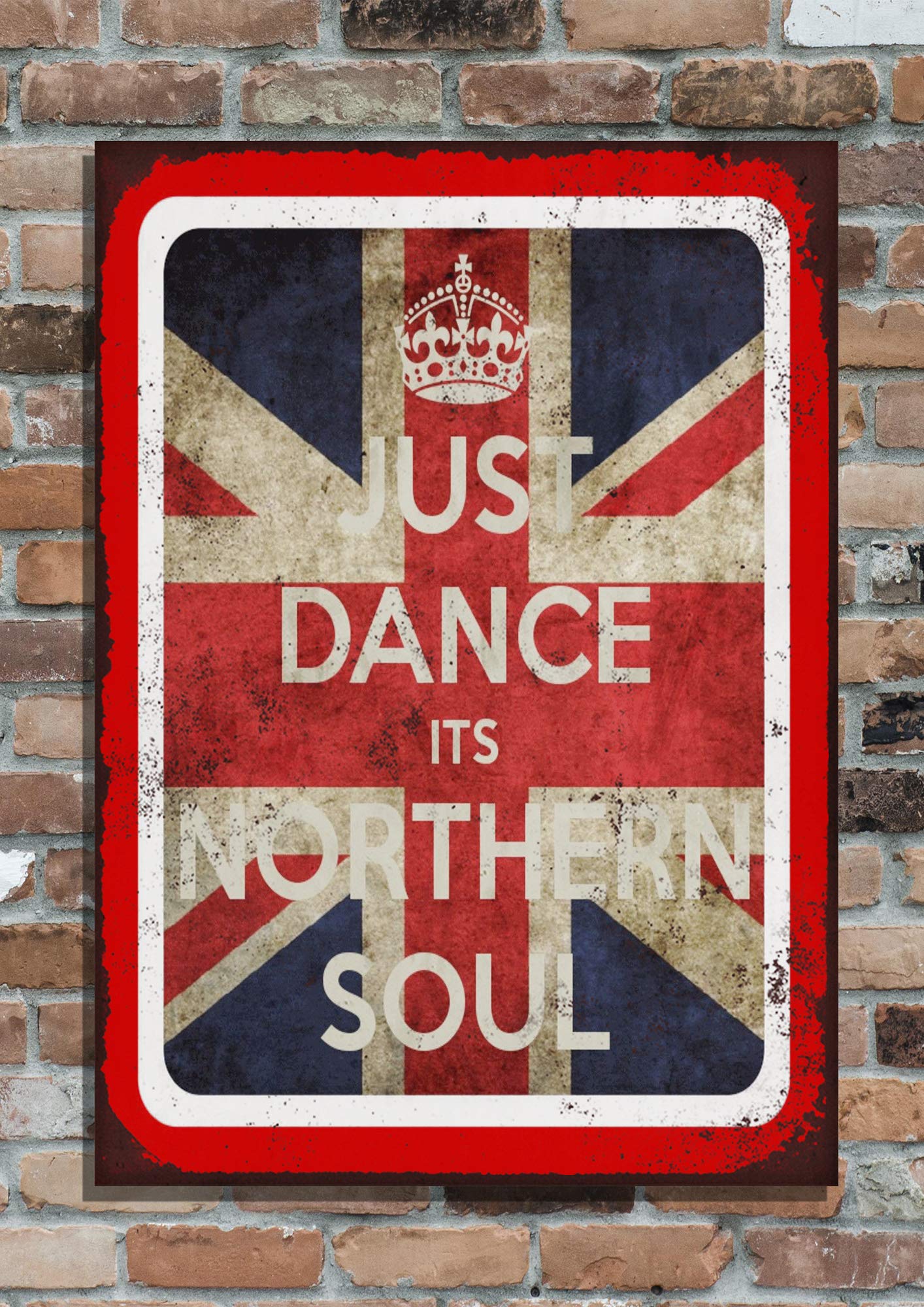 The Shizzle Print Co Just Dance It's Northern Soul Union Jack Vintage Retro Aluminium Sign (16" x 12")