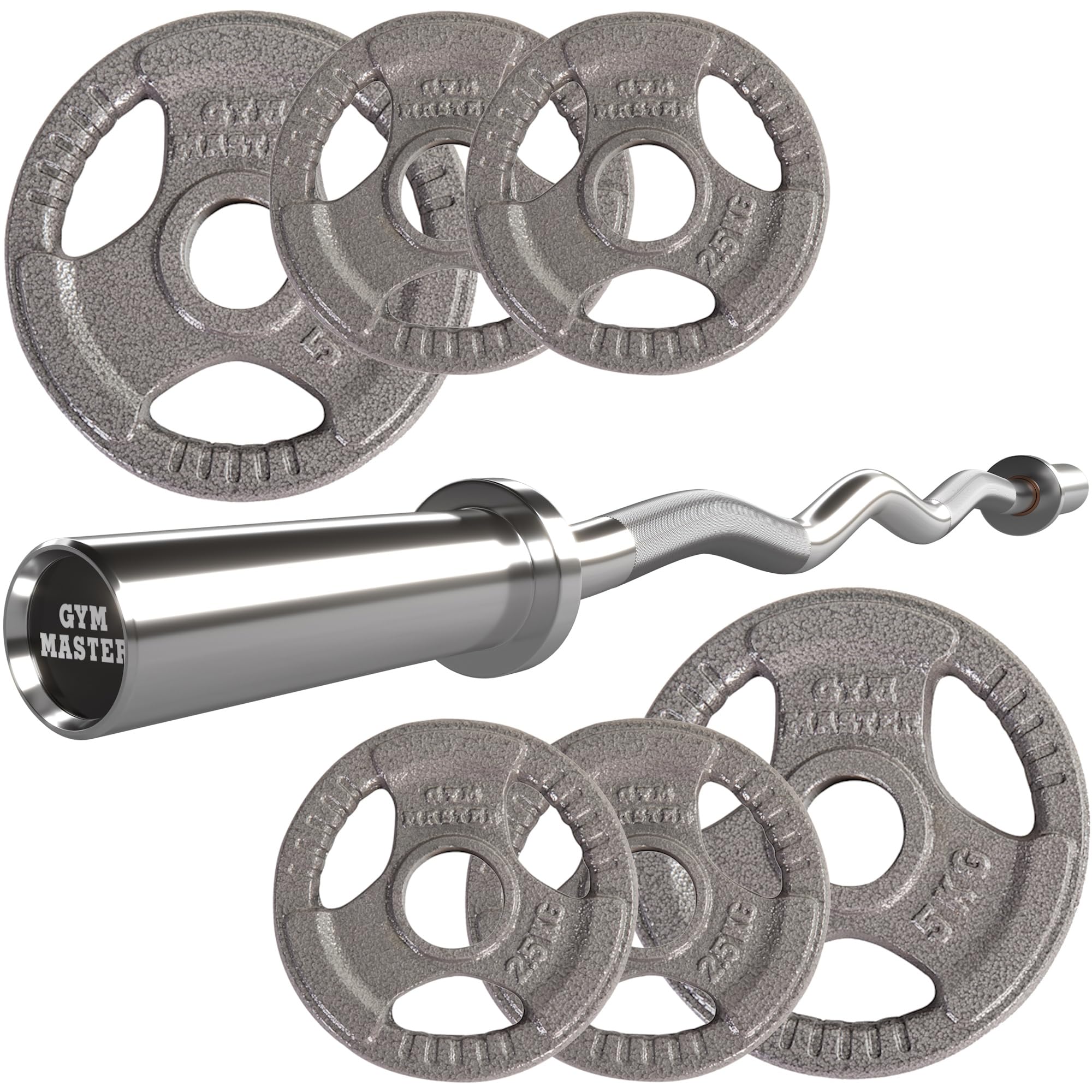 GYM MASTER Olympic Curl Bar and Cast Iron Weight Plate Set - 20kg