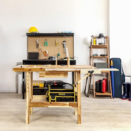 Miniatura 10 de Olympia Tools 48-Inch Acacia Hardwood Workbench with Drawer - 330lbs Weight Capacity Heavy Duty Portable Wood Work Bench Table for Garage, Workshop,