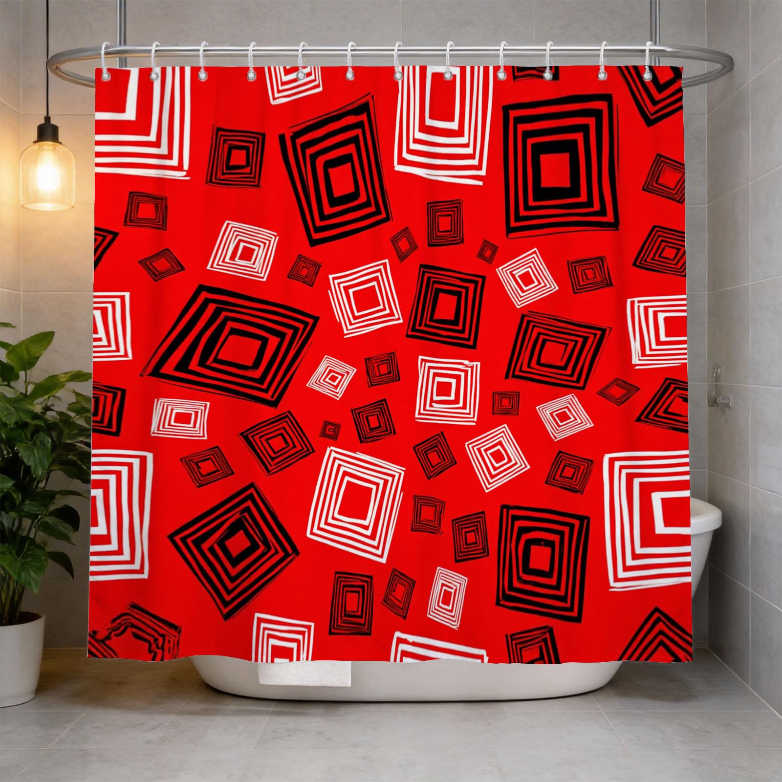 Hongduo 3D Geometric Printed Shower Curtain for Stalls Bathtubs Abstract Bathroom Decor Shower Curtain Set Polyester Fabric Waterproof 200x200cm/79X79 Inch with Hooks