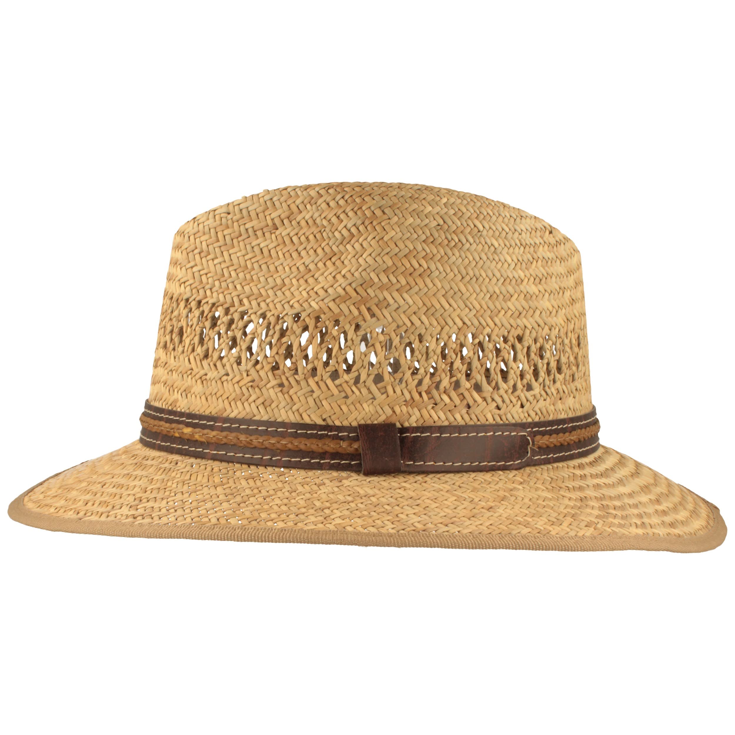 Breiter Chapeau de Soleil en Paille Bogart Chapeau d'été Tissée à la Main 100% Paille - Unisexe - Matériau Léger - Confortable et Durable - Doux pour la Peau, Naturel