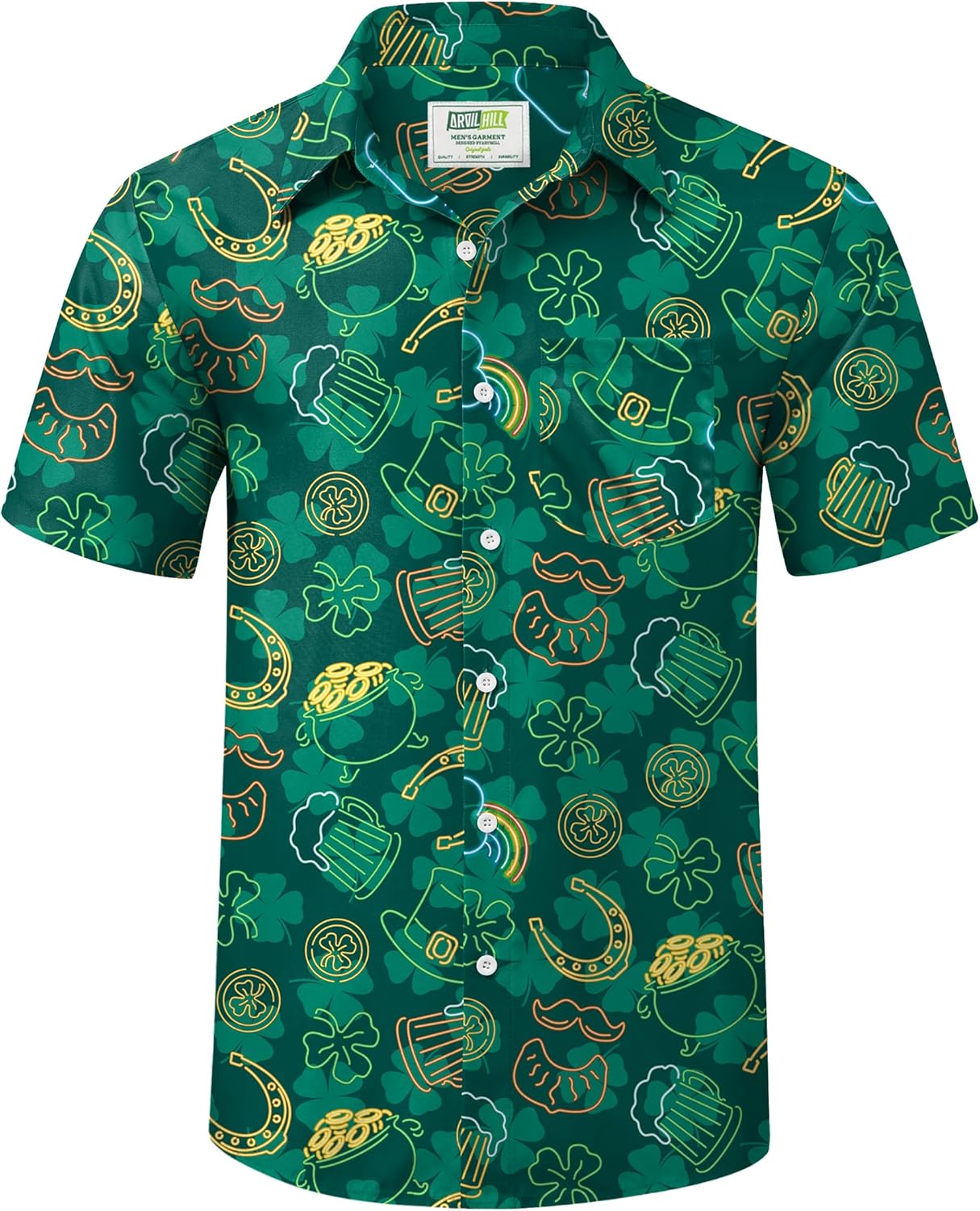 Arvilhill Men's St Patricks Day Printed Button Up Shirt