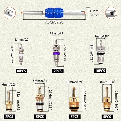 Miniatura 2 de Taiss Kit de reparación de aire acondicionado para automóvil, 270 piezas de juntas tóricas + 40 unidades de núcleo de válvula de AC surtido con