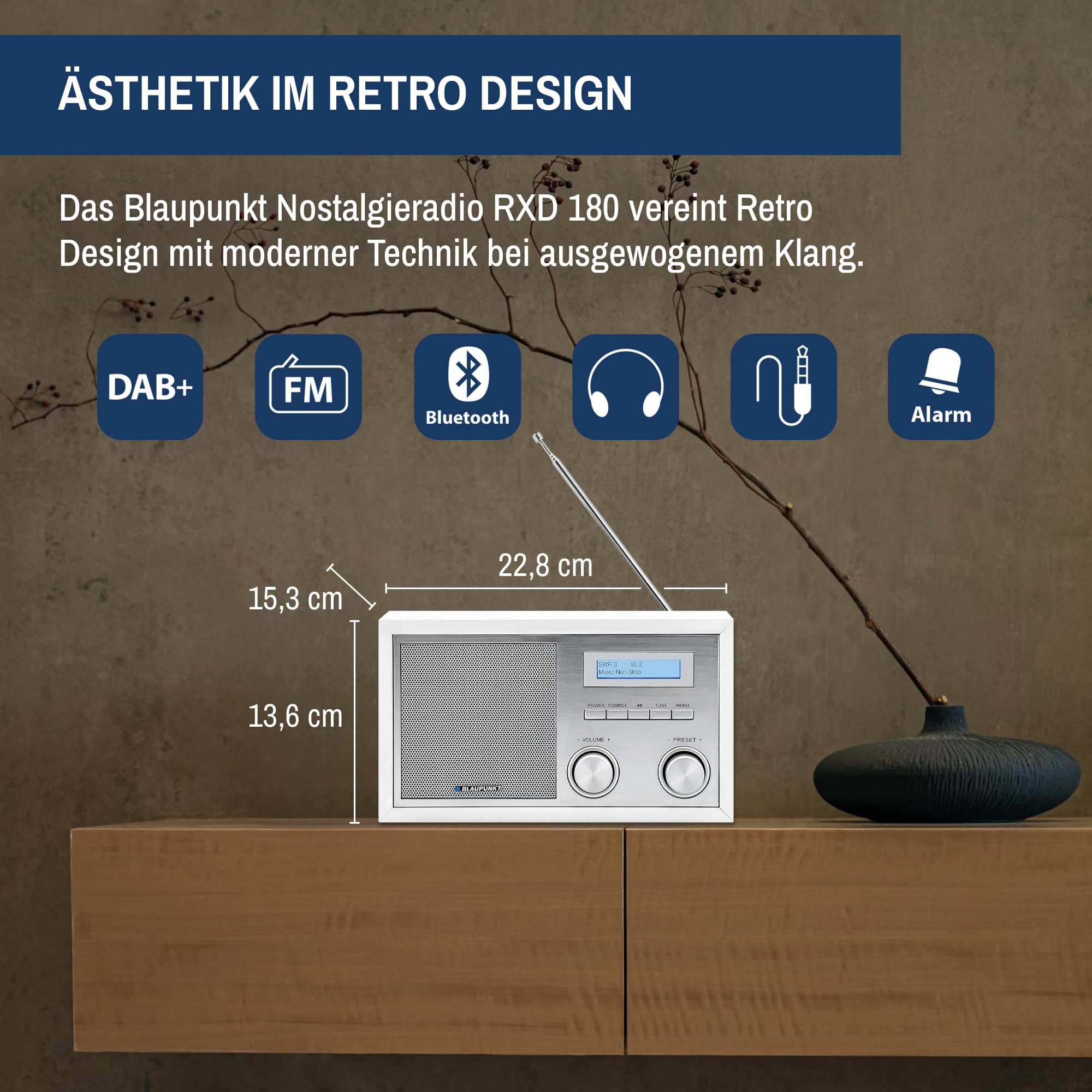 BLAUPUNKT Radio Tragbares UKW Kompaktradio LCD Display