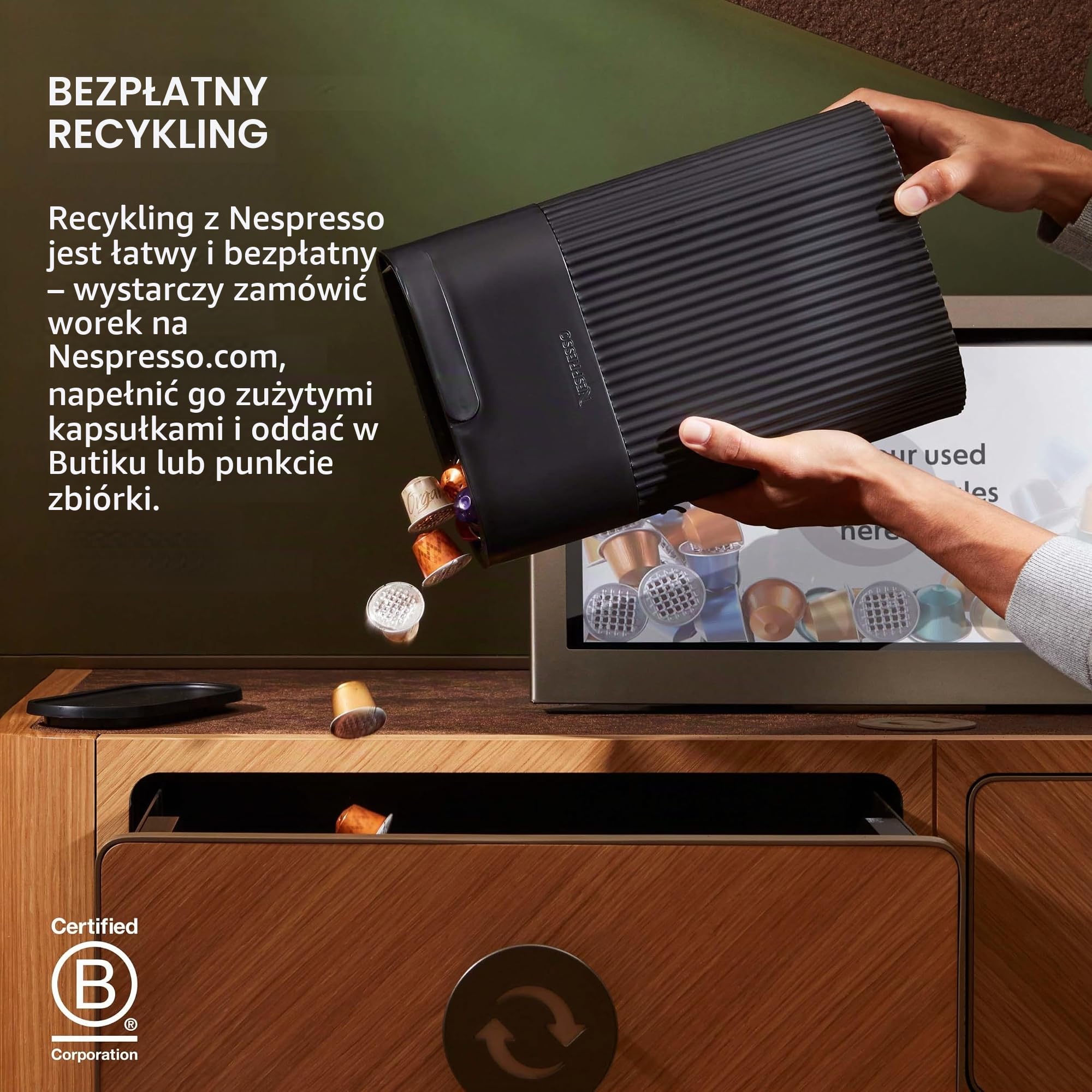 Nespresso Kapsułki oryginalna linia, Volluto Decaffeinato łagodna palona kawa, 50 szt. kapsułek do kawy