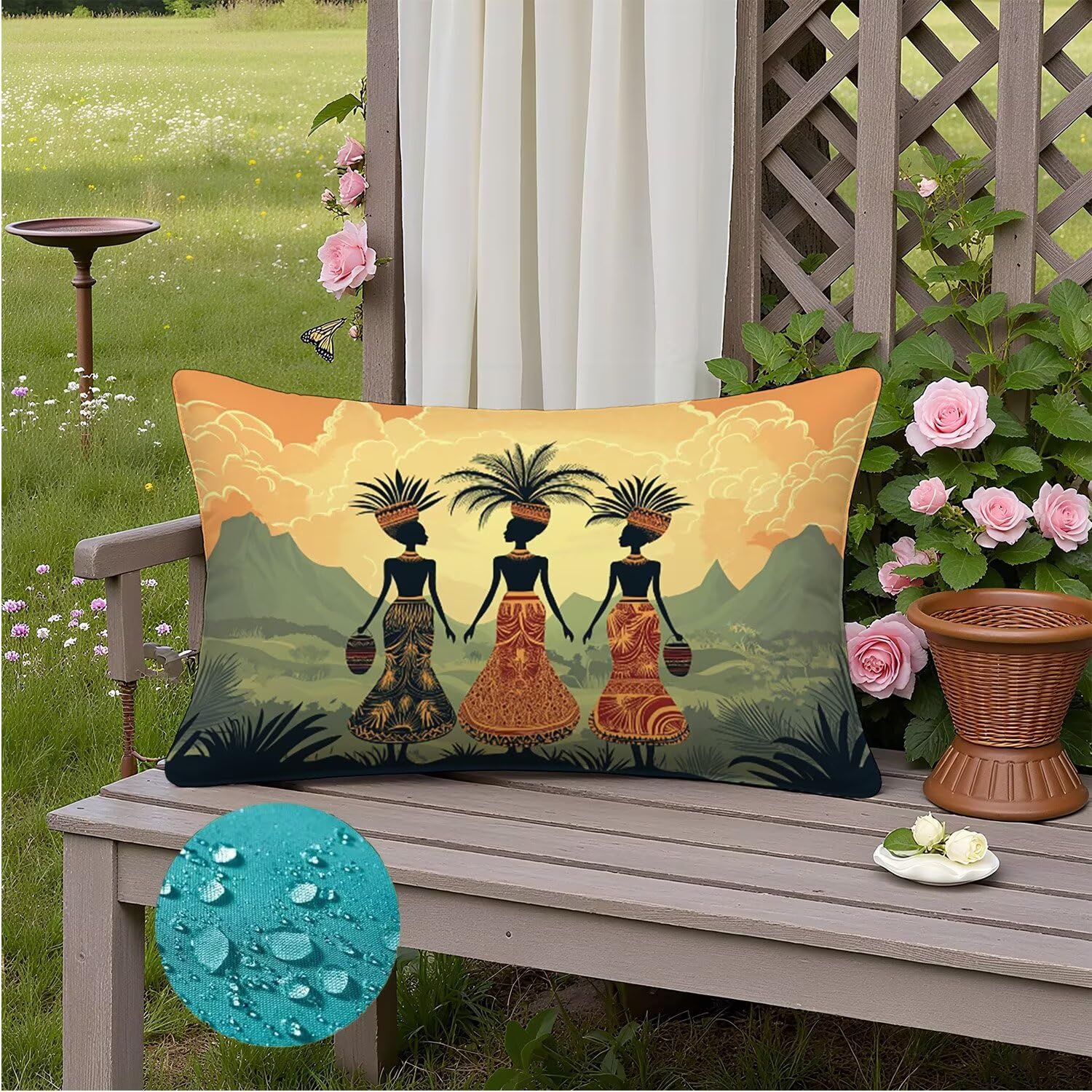 Afrique Taie Oreiller 70x90 Velours Housse de Coussin Femmes Lot de 2, Taies d'oreiller Exterieur Impermeable Respirant et Hypoallergénique, Coussin Decoratif pour Canapé Salon Coucher Jardin K2-488