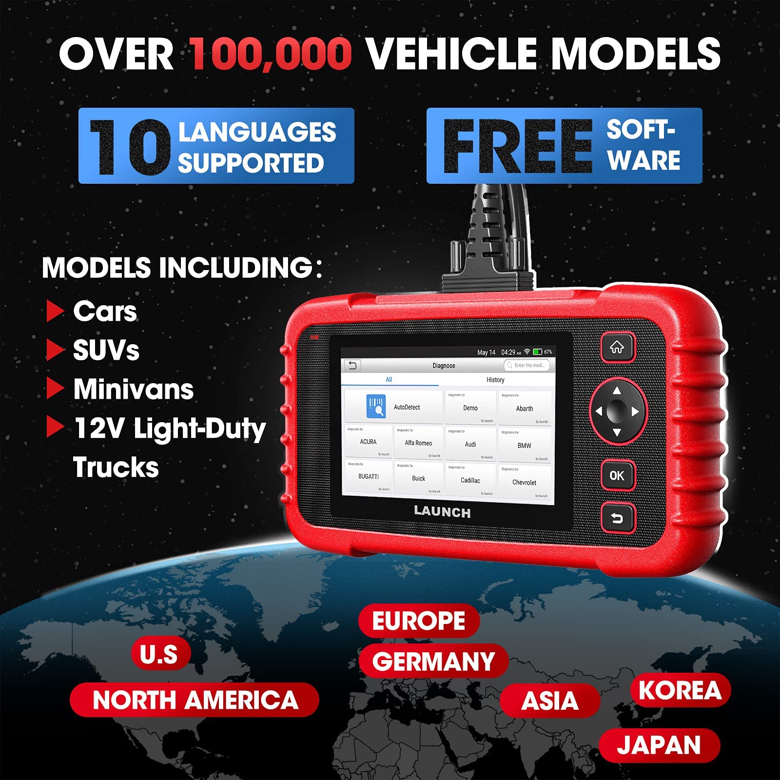 2022 Newest Elite LAUNCH OBD2 Scanner CRP123X Scan Tool ABS/SRS/Engine