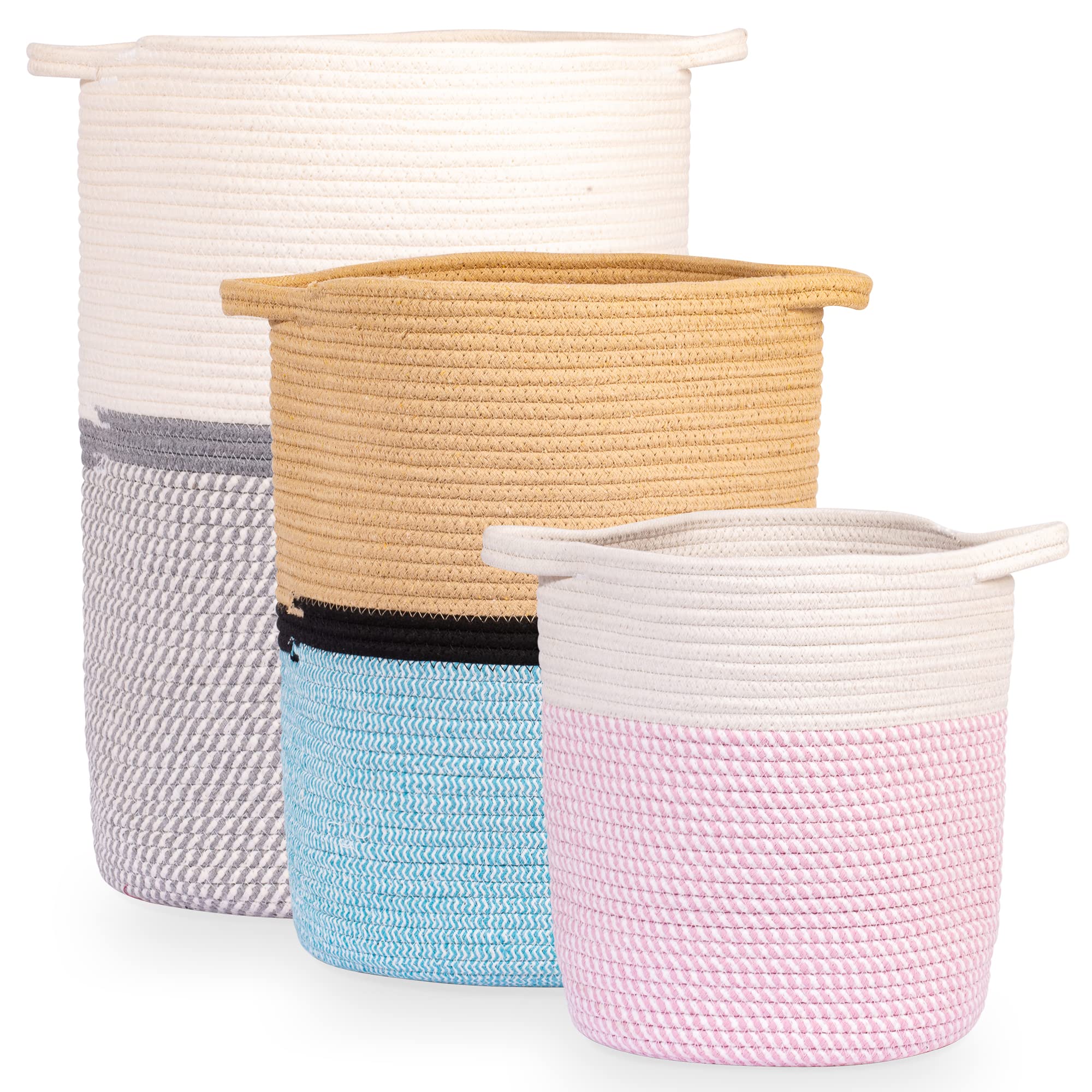 HLWDFLZ Set Di 7 Cestini In Corda Di Cotone Intrecciato