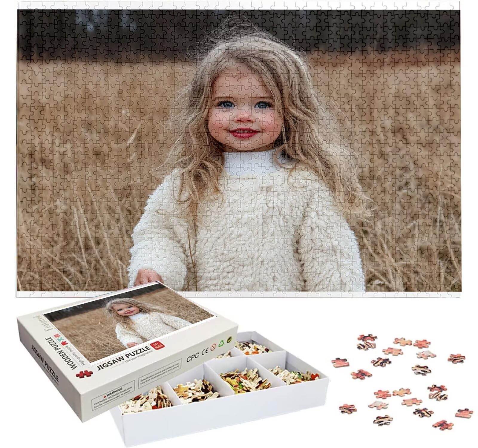 Puzzle Personalizado con Foto, Personalizada Rompecabezas Personalizado Diseña tu Logo Foto o Texto, Personalizado Navidad Halloween San Valentín Parejas Niños Familia Amigos h-2357