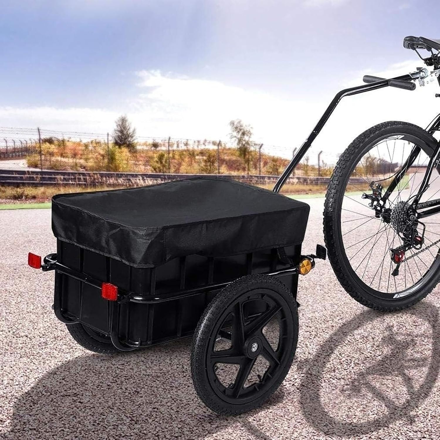 Bicycle Cargo Trailer, 50kg Capacity, Dual Function Hand Wagon & Bike Trailer, Weather-Resistant Cover, Easy Tow Bar Attachment