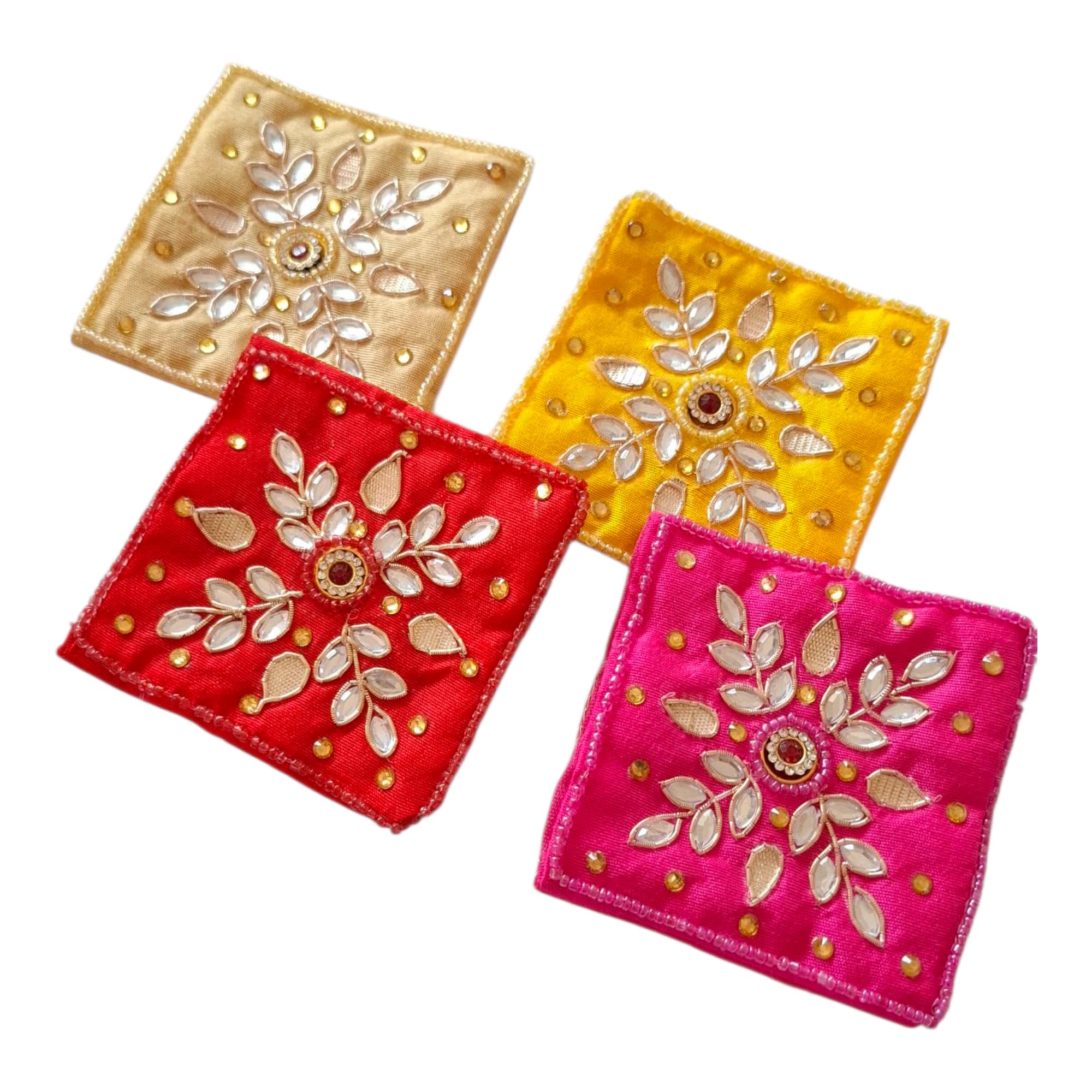 DMS RETAILEmbroidered Jardosh Coin Potli for Women & Girls | Ethnic Silk Mini Pouch for Cash, Coins & Jewellery | Wedding Return Gift, Shagun Lifafa, Festive Gifting Wallet | Multi-Color (12)-image-25