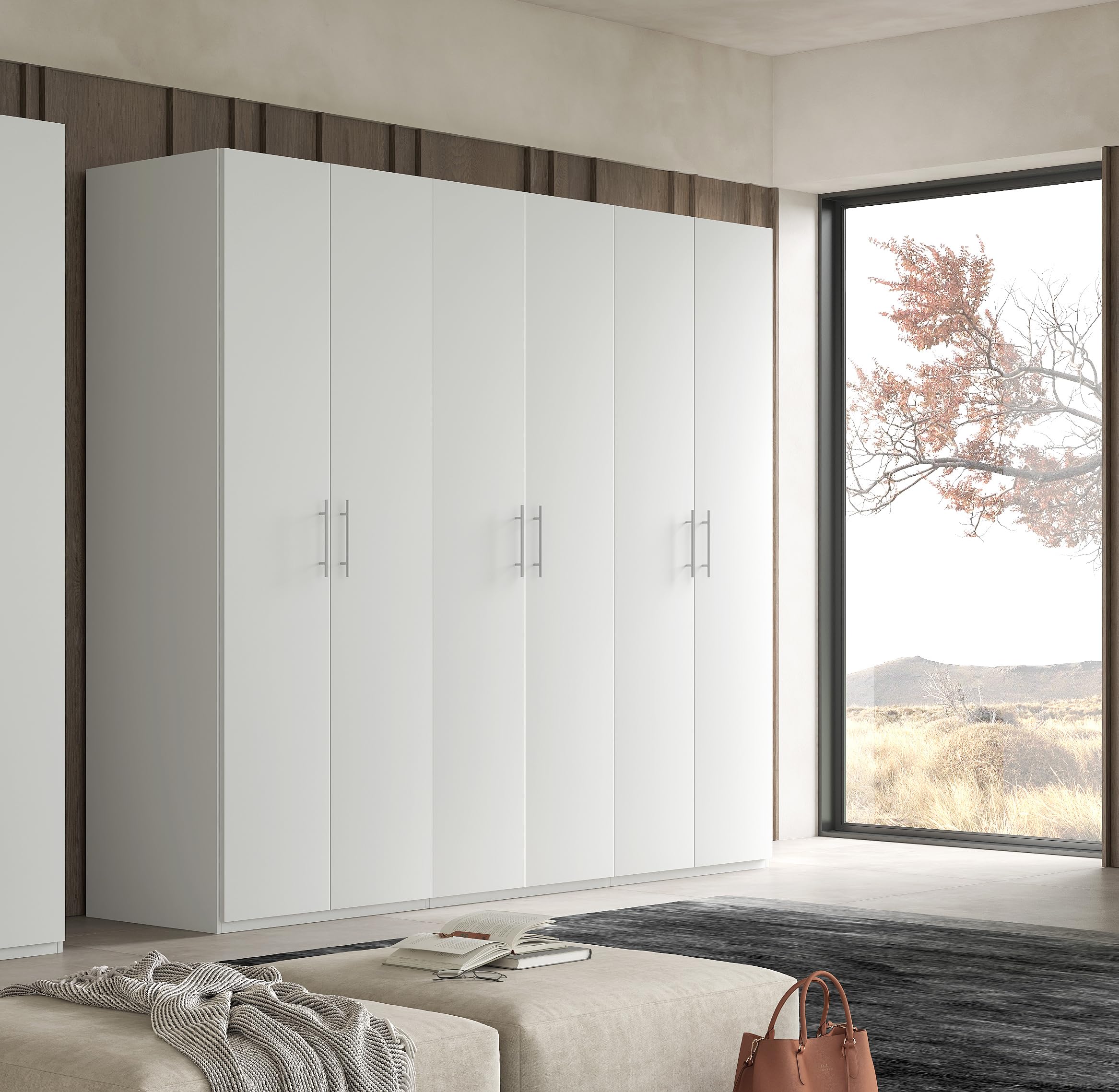 My Brand Germanvox Swift Armadio Guardaroba 6 ante Camera da Letto Bianco Opaco Made in Italy L.270 P.53 H.202 cm