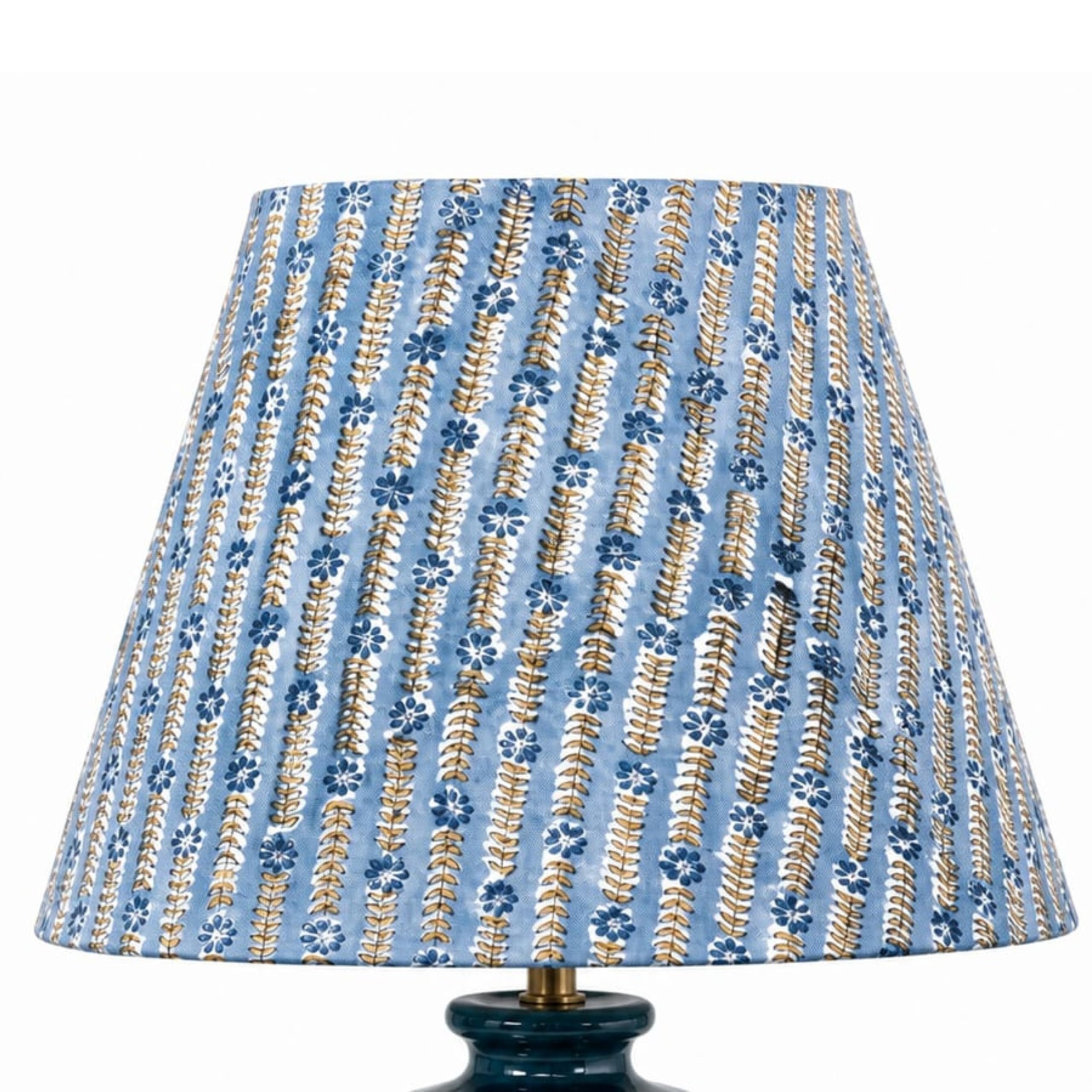 Palm Tree NeelChitra Handcrafted Blue Printed Cotton Fabric Lamp Shade | Empire Table Lampshade | Decorative Replacement Lamp Shade for Bedroom, Living Room & Bedside Table | 30 x 21 cm-image-27