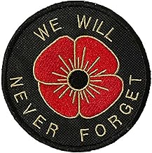 Smartbadge® Embroidered We Will Never Forget Remembrance Sew on or Iron on Patch Badge (A)