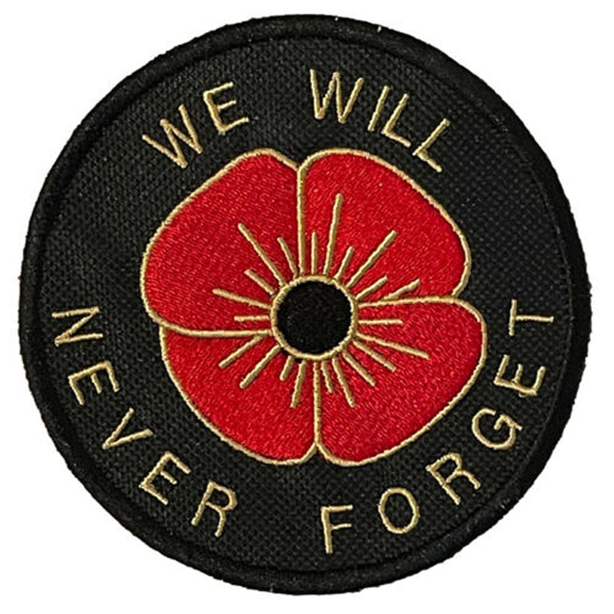 Smartbadge® Embroidered We Will Never Forget Remembrance Sew on or Iron on Patch Badge (A)