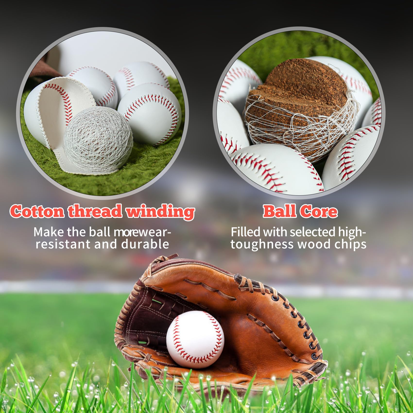Paquete de 12 pelotas de béisbol de tamaño estándar para adultos, 9 pulgadas, sin marcar y cubiertas de cuero, pelota de entrenamiento para jugar en la liga, lanzamiento, bateo, campo,