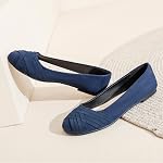 Veittes Women's Wide Width Flat Shoes - Comfortable Casual Round Toe Slip On Dress Ballet Flats for Office Work