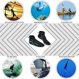 OMGear Water Socks Neoprene Socks Beach Booties Shoes 3mm Glued Blind Stitched Anti-Slip Wetsuit Boots Fin Swim Socks (3mm Low Cut/Aqua, S(Men 6-7,Women 6-8))