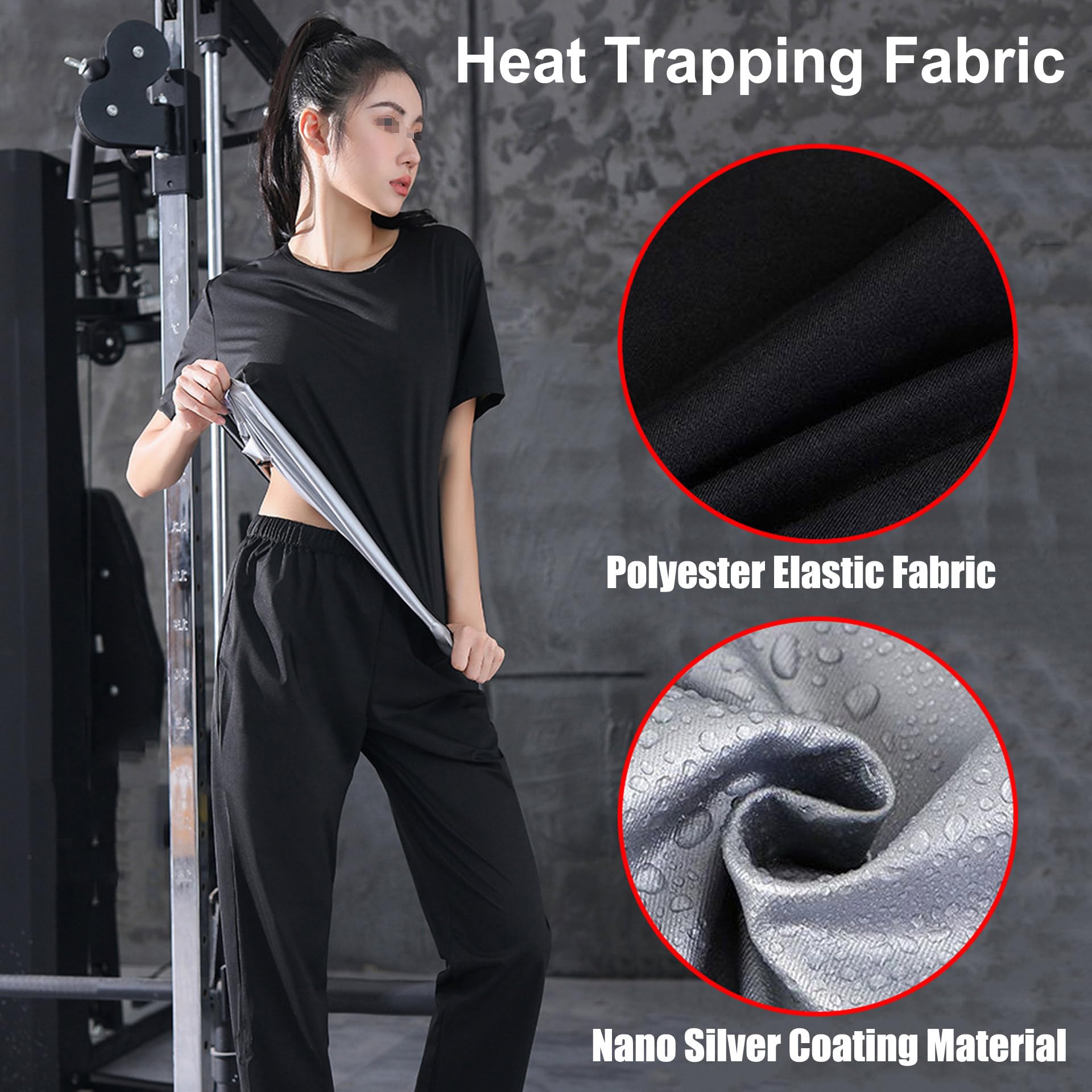 Traje Sauna Mujer Adelgazante, Trajes De Sudoración, Fajas Reductoras Mujer Adelgazantes, Trajes De Sudor Fitness Yoga Running Gimnasio, Conjunto De Pantalón Superior