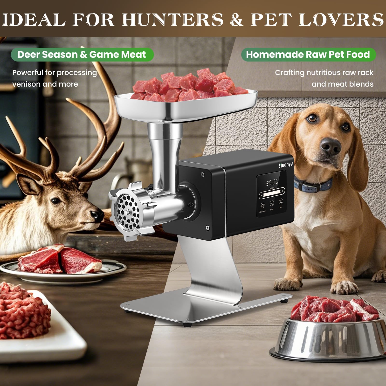 Huanyu Commercial Bone Grinding Meat Grinder 1.3HP, Heavy Duty Stainless Steel with Touchscreen for Effortless Meat & Bone Processing #12