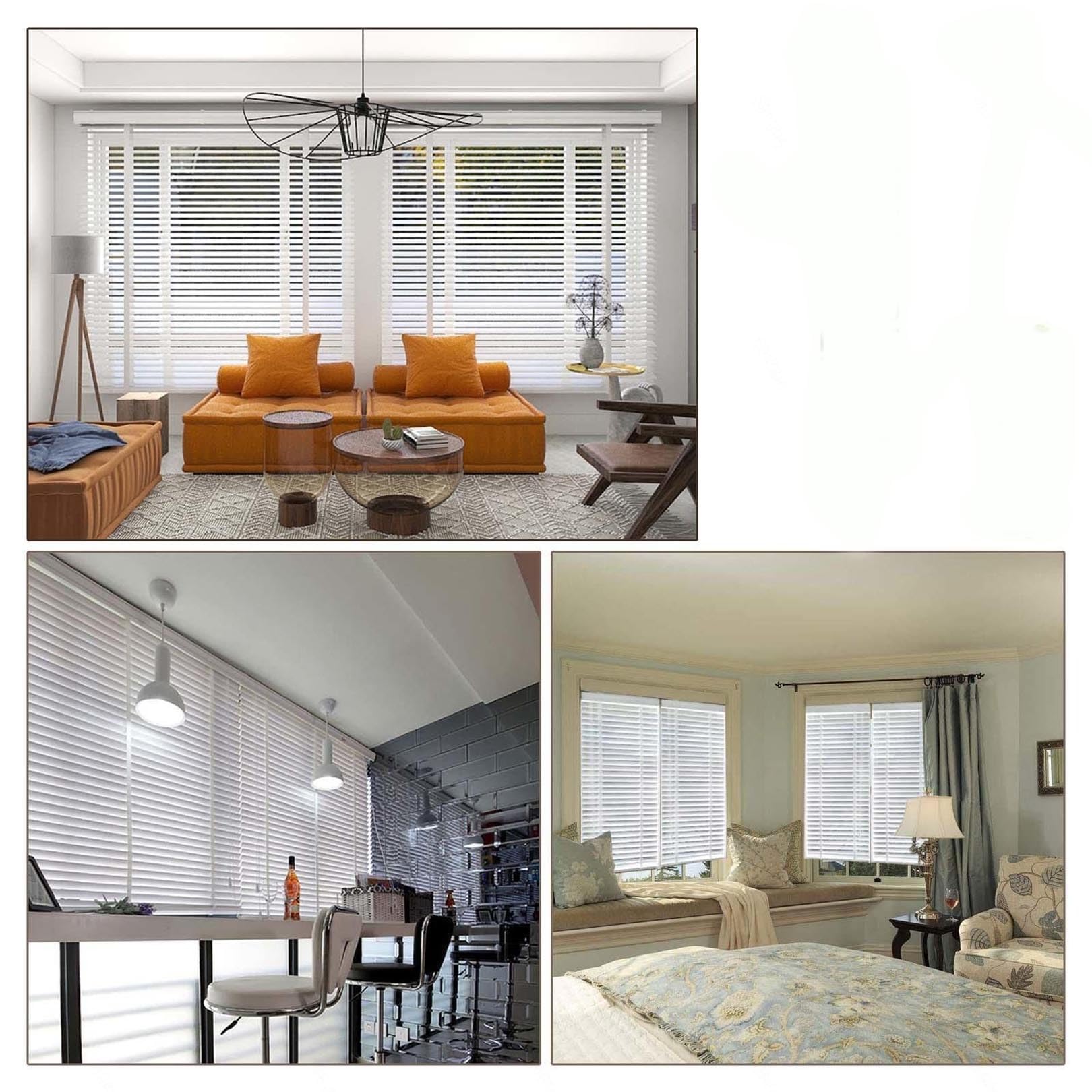 Veneziane in Legno massello Veneziane Bianche in Legno, veneziane Orizzontali, Stecche da 50 mm, persiane oscuranti con Isolamento Termico, Tende Facili da Montare (Dimensioni: 50x150 cm/20x