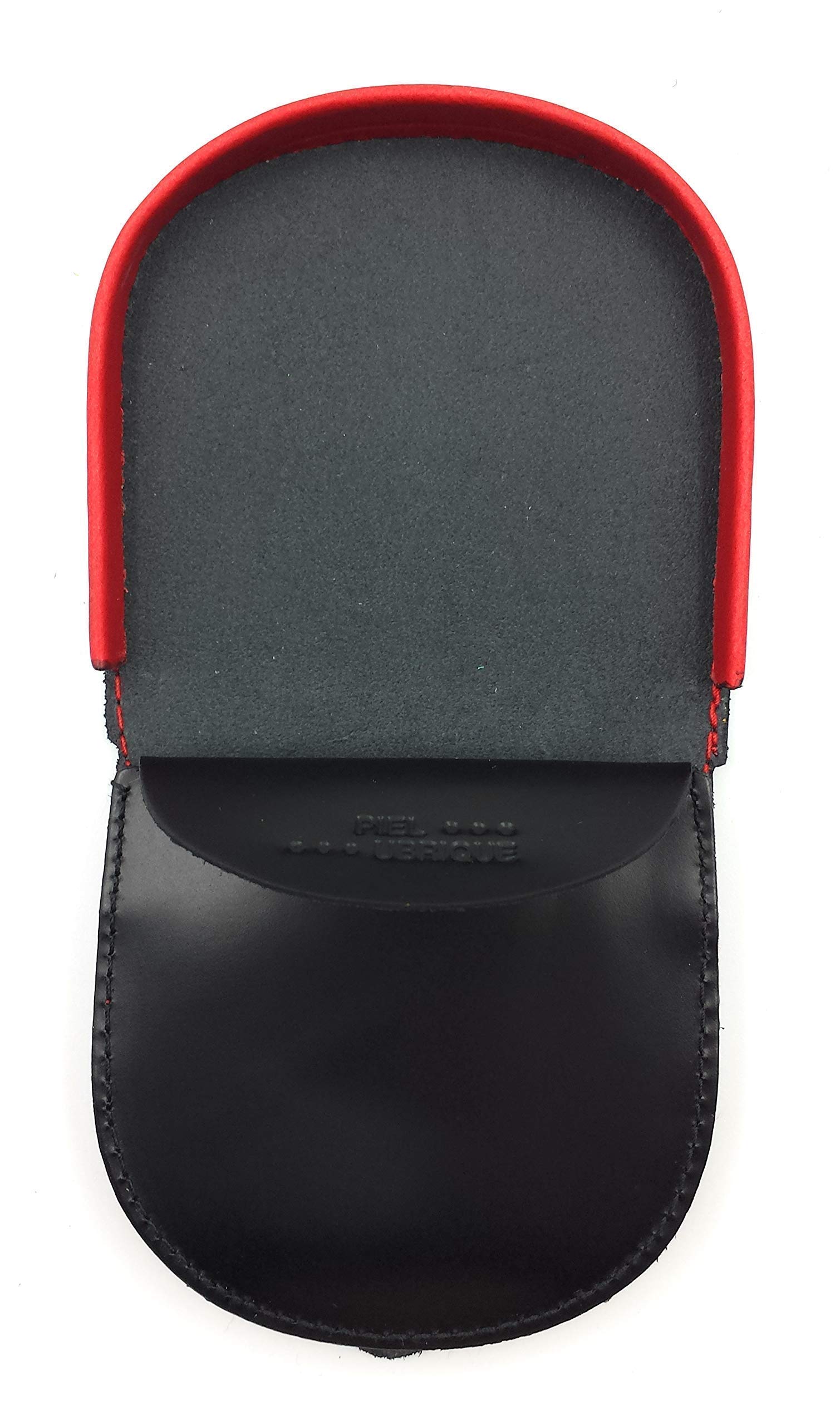 franartPiel - Taconera, monedero de tacón clásico hecho a mano en Piel Ubrique - Pequeña cartera de cuero auténtico para llevar tus monedas (Negro/Rojo) — view 2