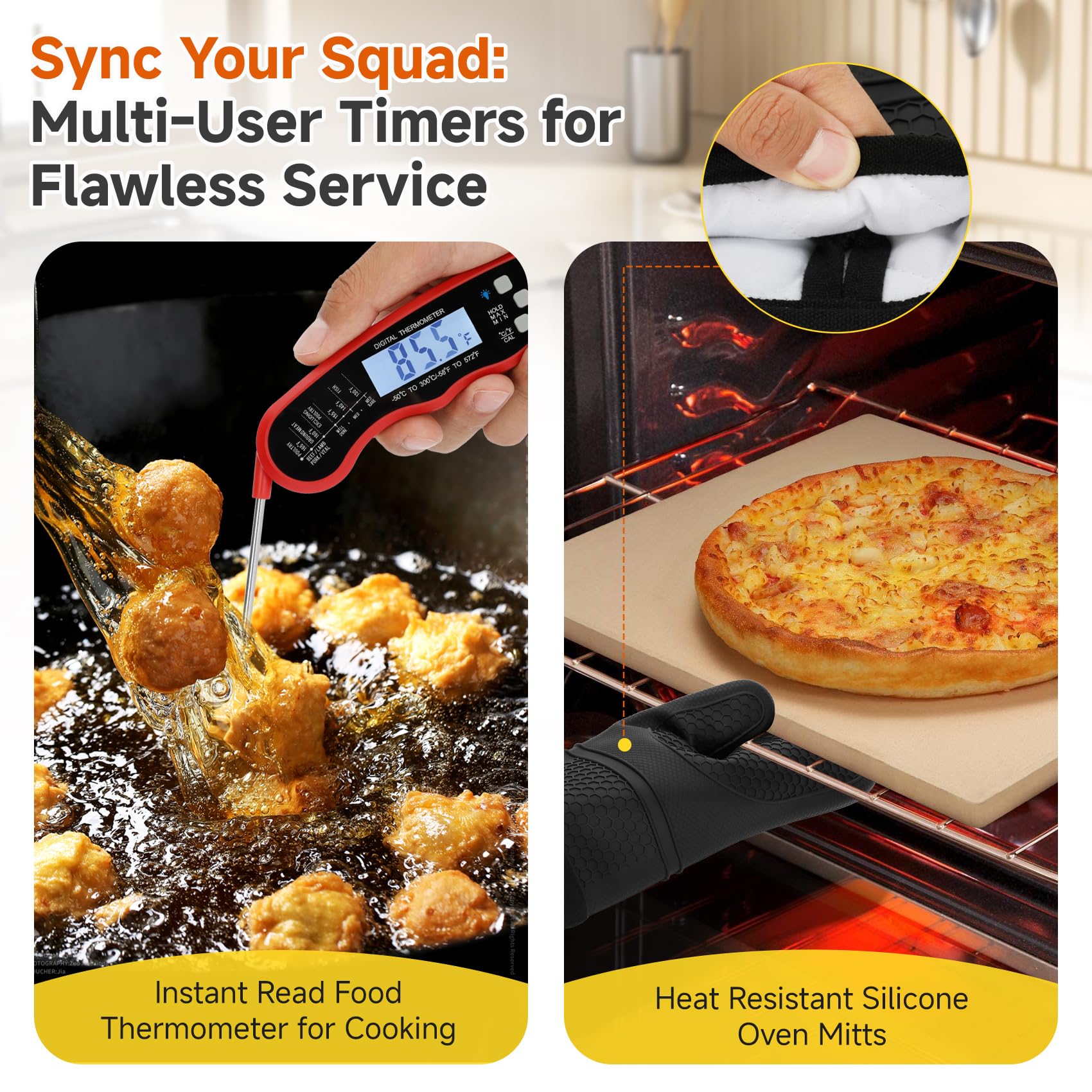 Temporizadores de cocina comercial para cocinar, temporizador de 8 canales para cocinas comerciales, temporizador de alarma fuerte resistente para restaurantes, acero inoxidable, tecnología LED