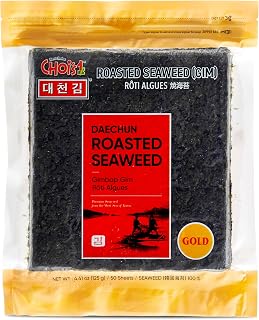 CHOI's Daechun Roasted Seaweed Gim Sushi Nori - 50 Full Gold Grade Sheets, Korean Keto Gluten-Free High Protein
