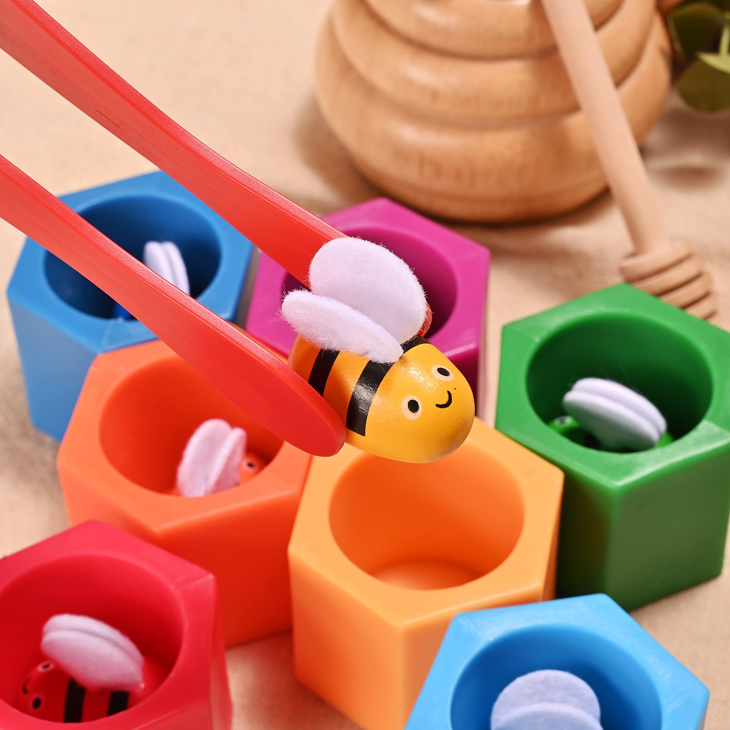 Giocattoli impilabili in legno per bambini piccoli, giocattolo a forma di alveare, giocattoli sensoriali Montessori per 3, 4 e 5 anni, giocattoli per abilità motorie, regalo educativo