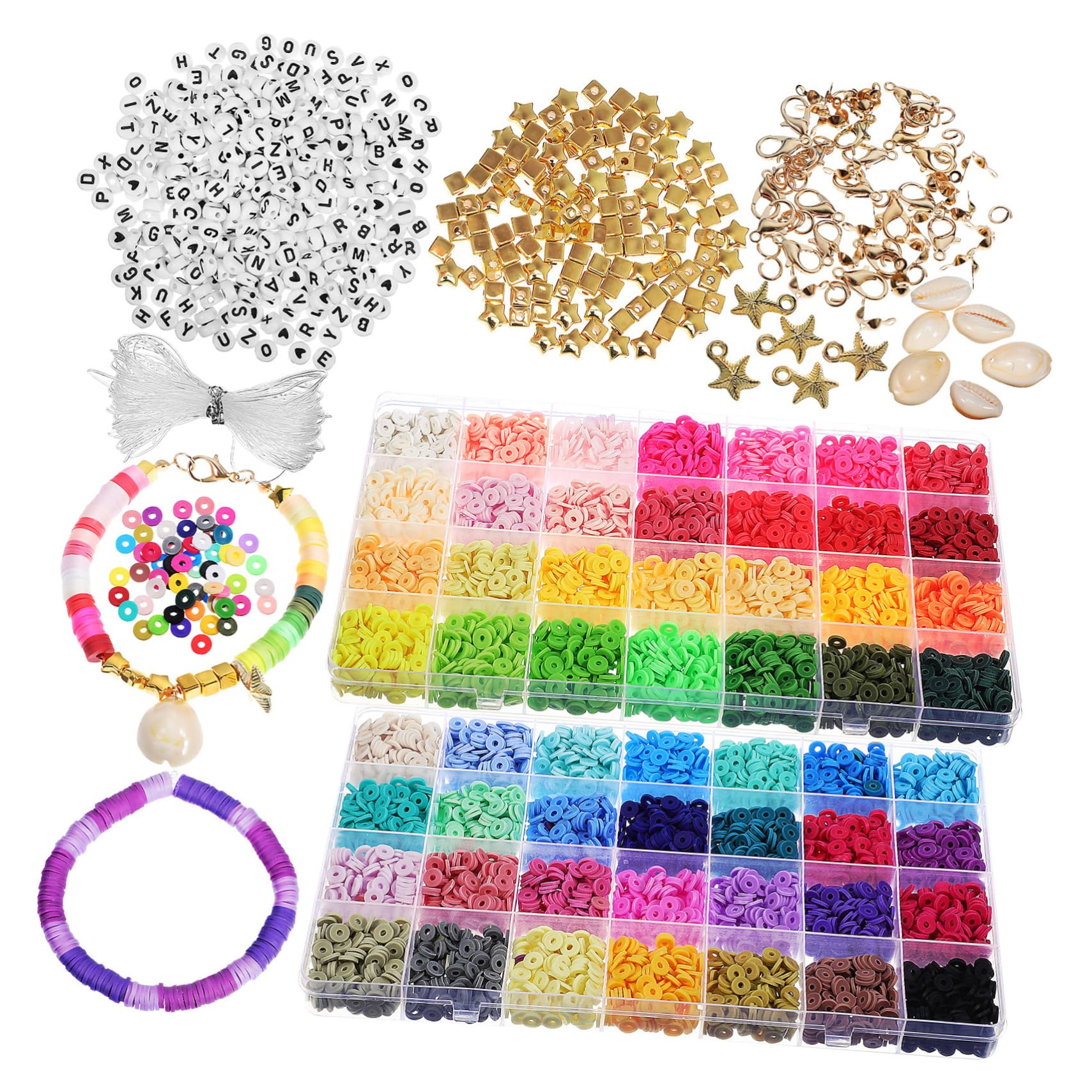 Holibanna Kit de Perles pour Création Bijoux Vibrant et Complet Accessoires DIY pour Bracelets et Colliers Résistantes Cadeaux Personnalisés