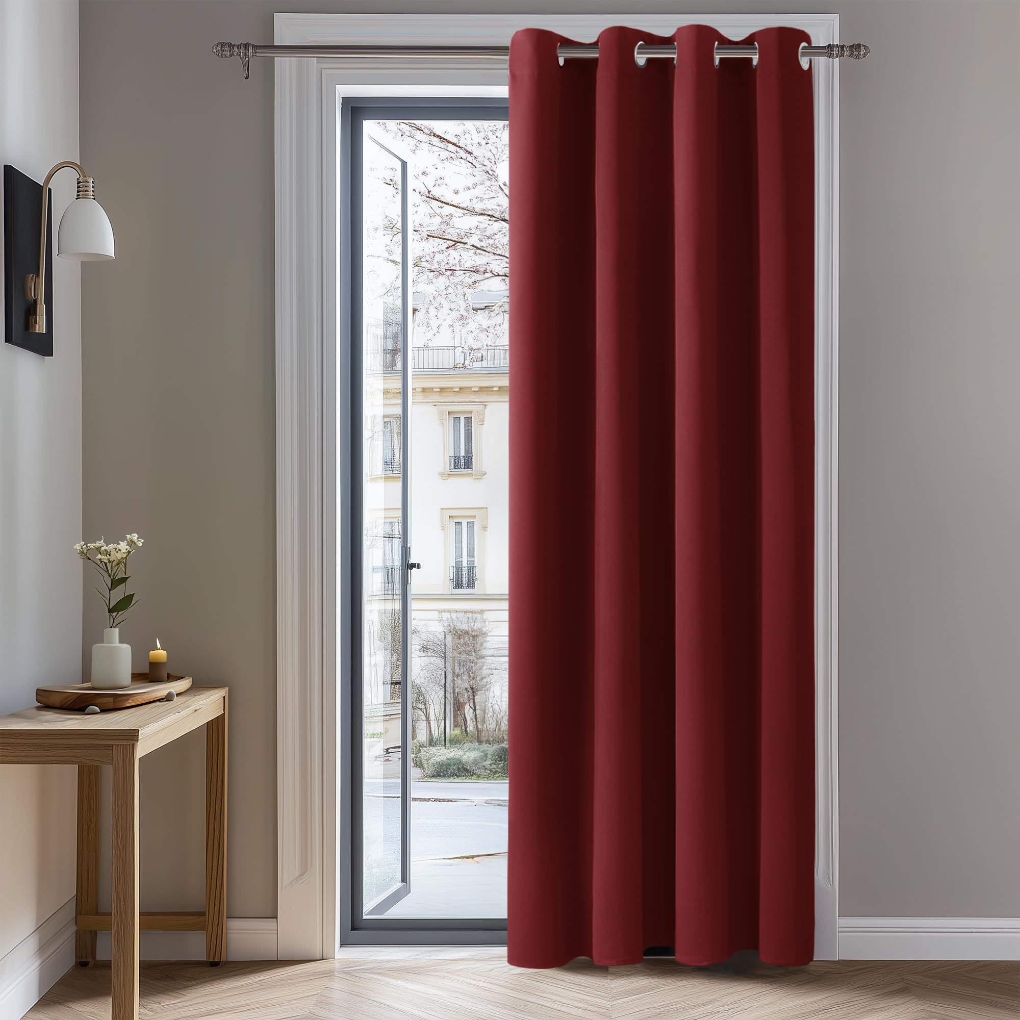 Deconovo Red Christmas Decorations Eyelet 108 Inch Drop Curtain Window Treatment Thermal Insulated Eyelet Curtain Blackout Curtain For Living Room 52"X 108" 1 Panel