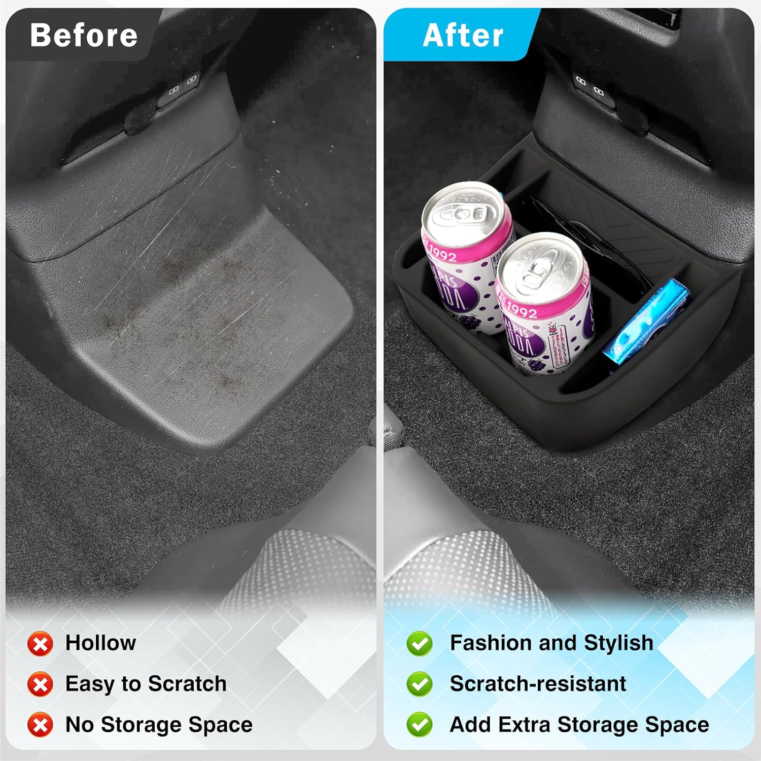 Rear Center Console Organizer for 2024-2025 2026 Toyota Land Cruiser LC250 5-Seat Accessories, Rear Seat Organizer Insert Tray, Rear Aisle Storage Box Under Air Vent Tray Silicone Material