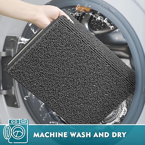 Miniatura 7 de RUN HELIX Alfombras de baño para baño, juego de 3 piezas, juego de alfombras de baño de felpilla, alfombra de baño antideslizante ultra suave y